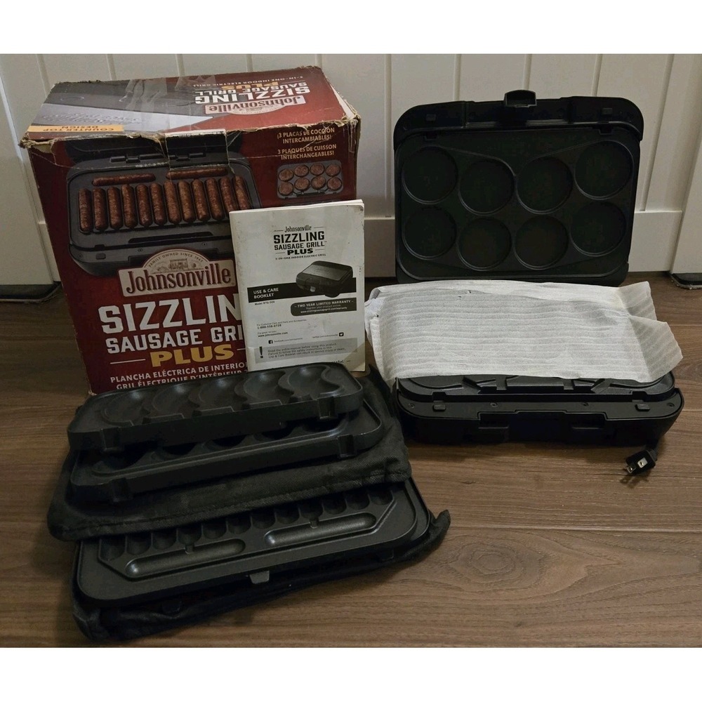 Johnsonville Sizzling Sausage Grill Plus 3-In-1 Indoor Electric Never Used! New